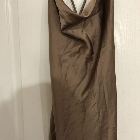 Show Me Your MuMu Verona Cowl Midi Dress‎ Luxe Satin Wedding Rose Gold Size XXS - Picture 4 of 9